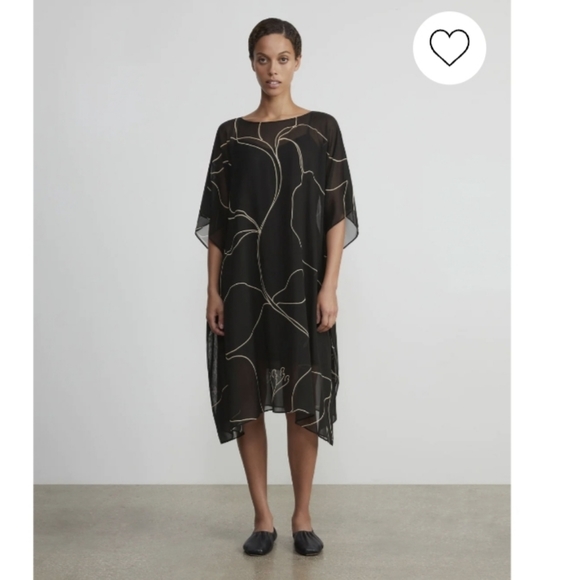 Lafayette 148 New York Winding Leaf Print Silk Georgette Kaftan - Picture 3 of 6